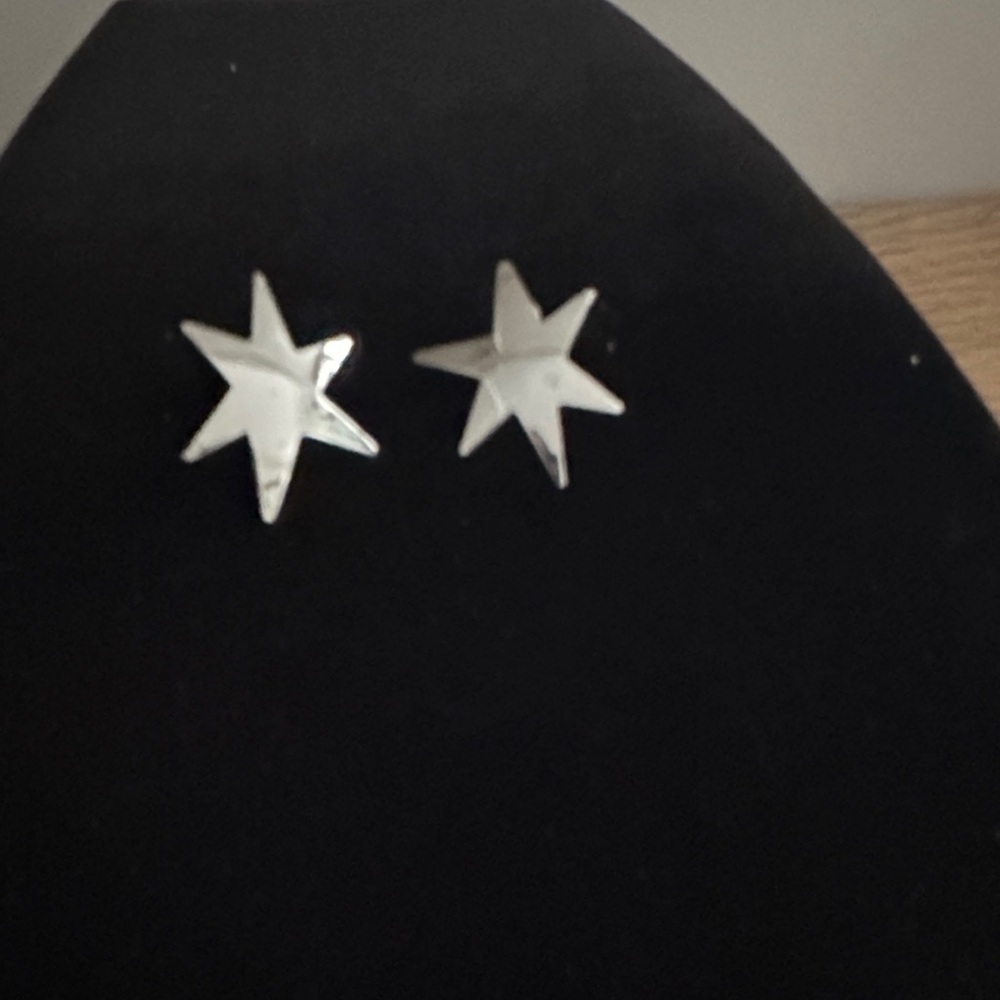 Silver Star Stud Earrings - Modern Starburst Design